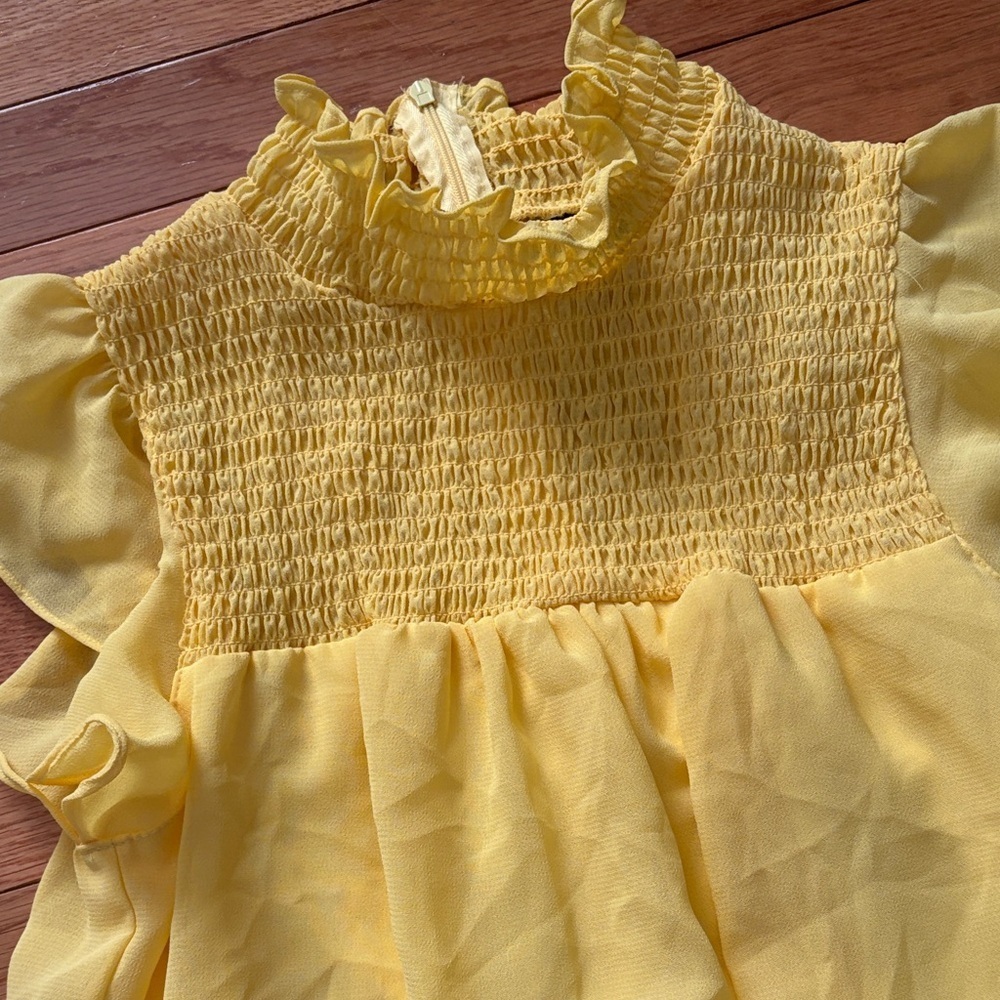 Maison Tara Yellow Ruffle-Tier Smocked Girls Dress - Picture 4 of 8